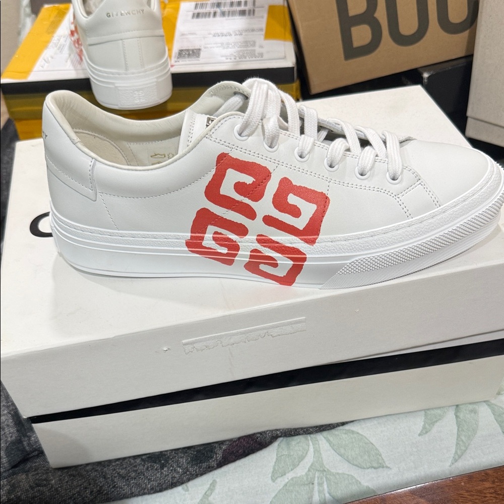 Givenchy White Sneakers with Red Pattern